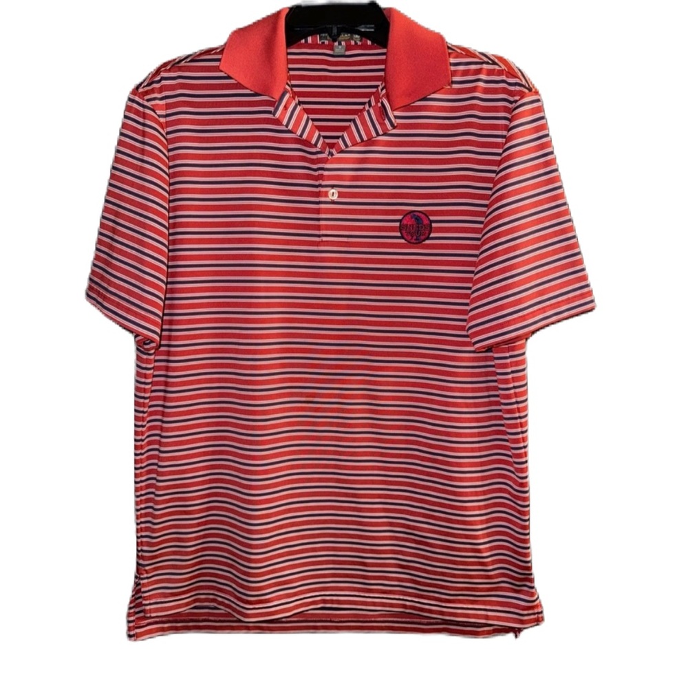 Peter Millar Sneds Tour Red, White And Blue Striped Polo Shirt Size Small
